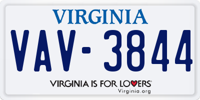 VA license plate VAV3844