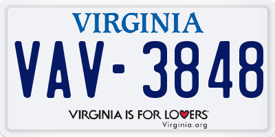 VA license plate VAV3848