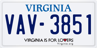 VA license plate VAV3851
