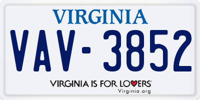 VA license plate VAV3852