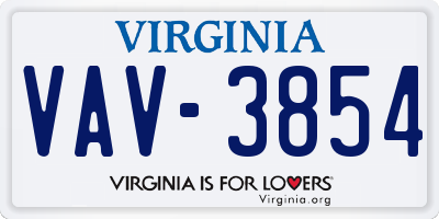 VA license plate VAV3854