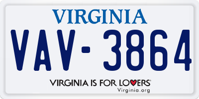 VA license plate VAV3864