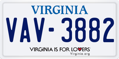 VA license plate VAV3882