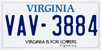 VA license plate VAV3884