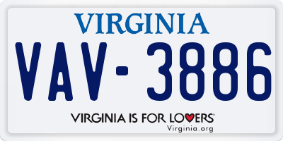 VA license plate VAV3886