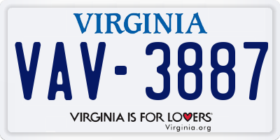 VA license plate VAV3887