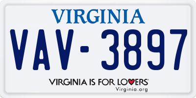 VA license plate VAV3897