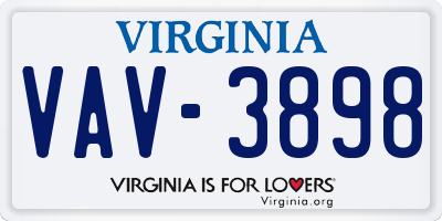 VA license plate VAV3898