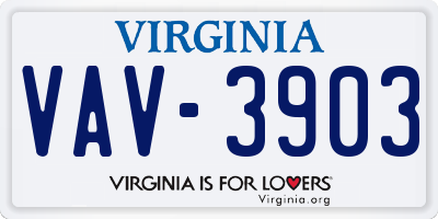 VA license plate VAV3903
