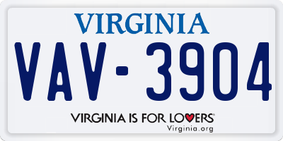 VA license plate VAV3904