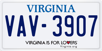 VA license plate VAV3907