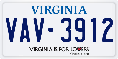 VA license plate VAV3912
