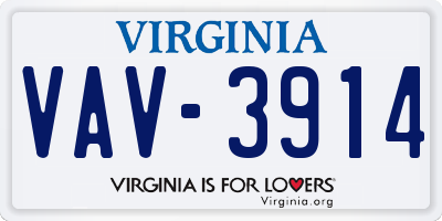 VA license plate VAV3914