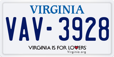 VA license plate VAV3928