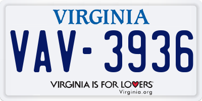 VA license plate VAV3936