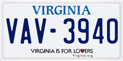 VA license plate VAV3940