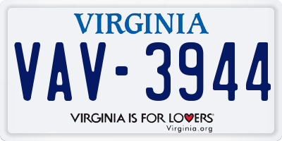 VA license plate VAV3944