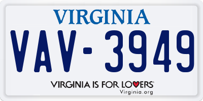 VA license plate VAV3949