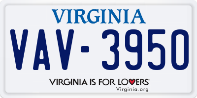 VA license plate VAV3950