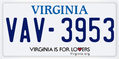 VA license plate VAV3953