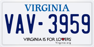 VA license plate VAV3959
