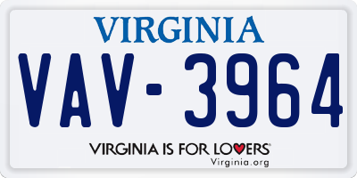 VA license plate VAV3964