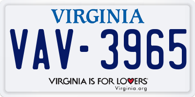 VA license plate VAV3965