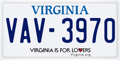VA license plate VAV3970