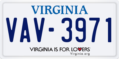 VA license plate VAV3971