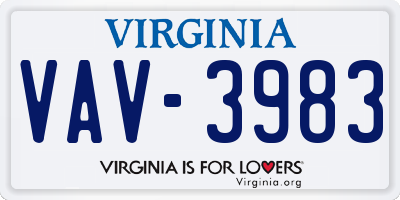 VA license plate VAV3983