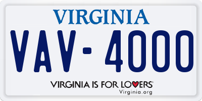 VA license plate VAV4000