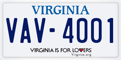 VA license plate VAV4001