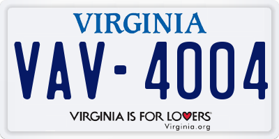 VA license plate VAV4004