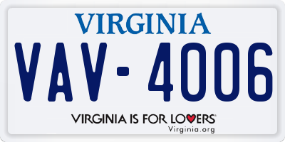 VA license plate VAV4006