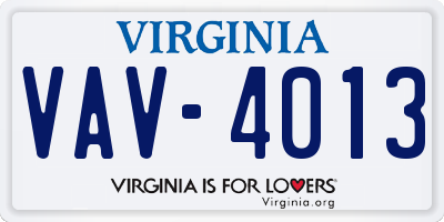 VA license plate VAV4013