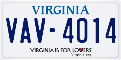 VA license plate VAV4014