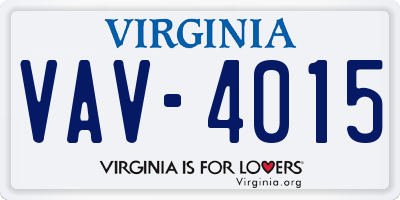 VA license plate VAV4015