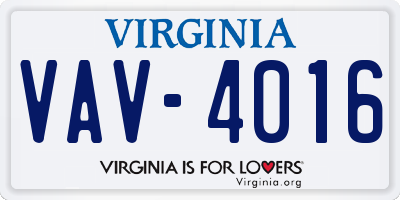 VA license plate VAV4016