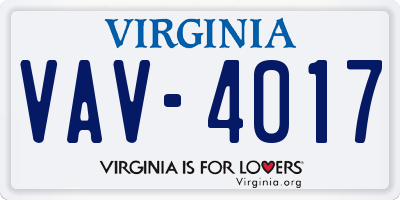 VA license plate VAV4017