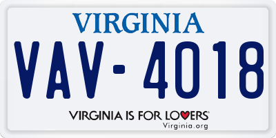 VA license plate VAV4018