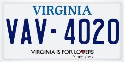 VA license plate VAV4020