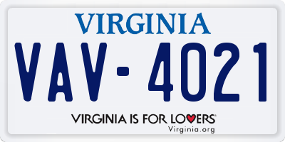 VA license plate VAV4021