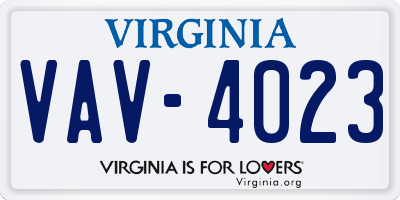 VA license plate VAV4023
