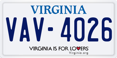 VA license plate VAV4026