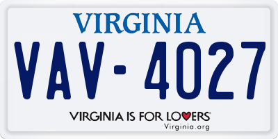 VA license plate VAV4027