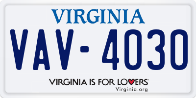 VA license plate VAV4030