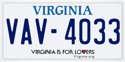 VA license plate VAV4033