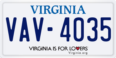 VA license plate VAV4035
