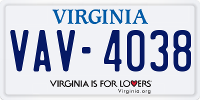 VA license plate VAV4038