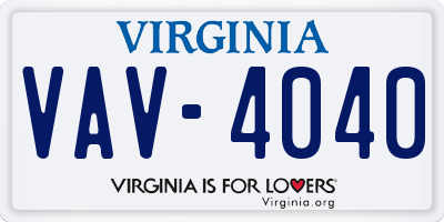 VA license plate VAV4040